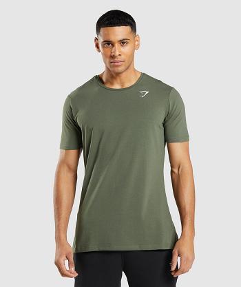 Gymshark Essential Muške T Shirts Maslinasto Zelene | HR 2392GSO